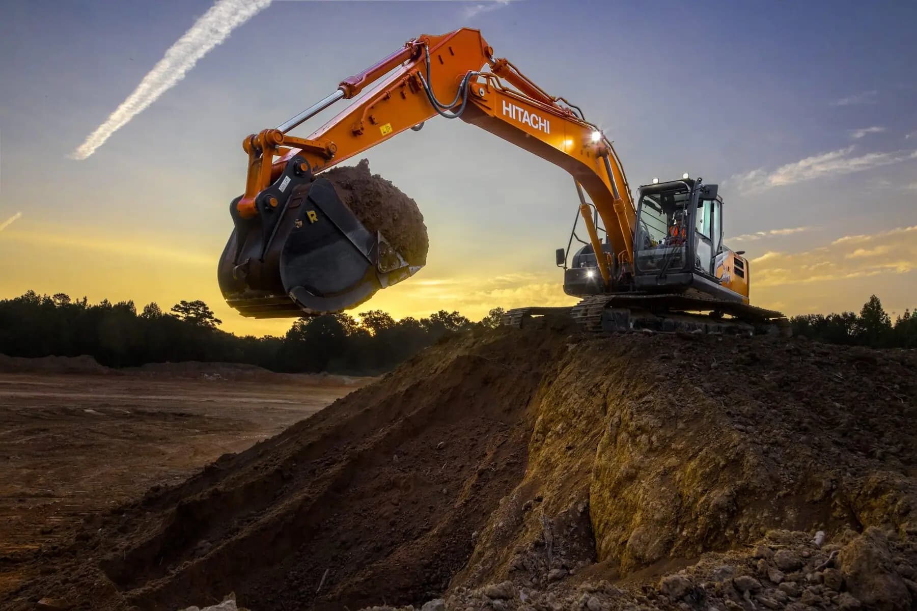 Hitachi excavator on jobsite